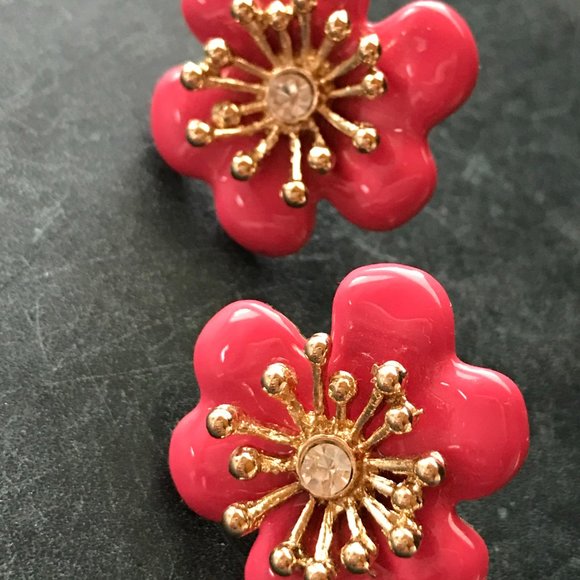 Pink Floral Earrings NOS - New, Never Worn - Picture 2 of 5